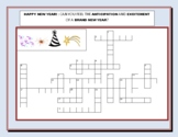 NEW YEAR CROSSWORD PUZZLE W/ CLUES & ANSWER KEY (FOR STAFF & STUDENTS)