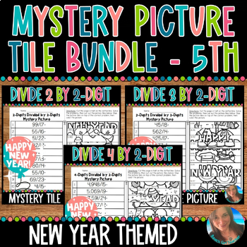 Preview of NEW YEAR DIVISION MYSTERY PICTURES BUNDLE | 5.NBT.B.5