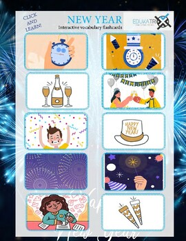 Preview of NEW YEAR - ESL INTERACTIVE VOCABULARY FLASH CARDS