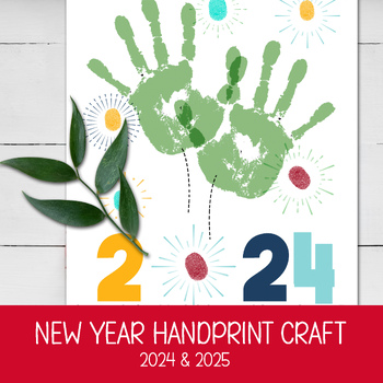 Preview of NEW YEAR HANDPRINT CRAFT, DIY FINGERPRINT ART, JANUARY PRESCHOOL ACTIVITY,