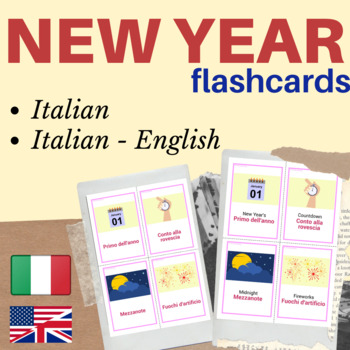 Preview of NEW YEAR ITALIAN FLASH CARDS | Italian flashcards New Year's | Italian New Years