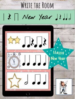 Preview of NEW YEAR Interactive Write the Room / Rhythm Search for Google Slides