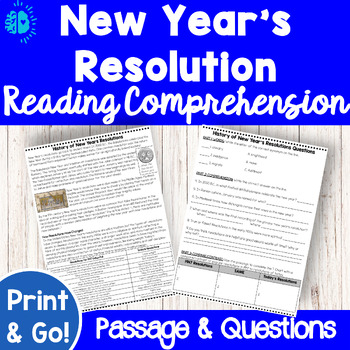 Preview of NEW YEAR READING COMPREHENSION PASSAGE | History of New Year's Resolutions