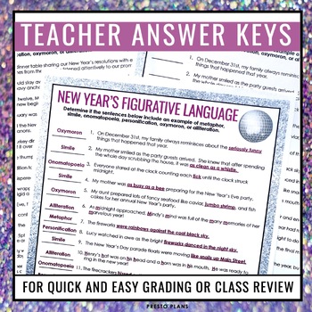 NEW YEARS: FIGURATIVE LANGUAGE by Presto Plans | TpT