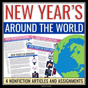 New Years Around the World social studies project with interactive