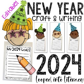 NEW YEAR'S CRAFT AND WRITING 2024 EDITABLE CHOOSE HAIR STYLE PERSONALIZED