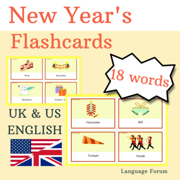 Preview of NEW YEAR'S English Flashcards | English New Year's vocabulary