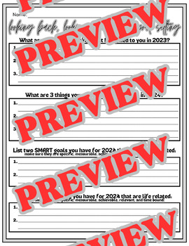 Preview of NEW YEAR'S GOAL SETTING WORKSHEET -- NO PREP