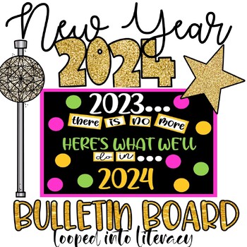 Preview of NEW YEAR'S JANUARY BULLETIN BOARD RESOLUTIONS GOALS 2024 WRITING