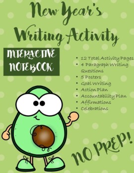 Preview of New Year's Writing Activity | Goal Setting | Avocado Craft |