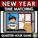 NEW YEAR TELL TIME TO THE QUARTER HOUR BOOM CARD JANUARY M