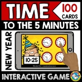 NEW YEAR TELLING TIME TO THE NEAREST 5 MINUTES BOOM CARDS 