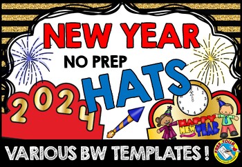 Preview of NEW YEAR 2024 CRAFT CROWN OR HATS JANUARY ACTIVITY KINDERGARTEN PRESCHOOL 1ST