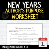 NEW YEARS Author's Purpose Worksheet