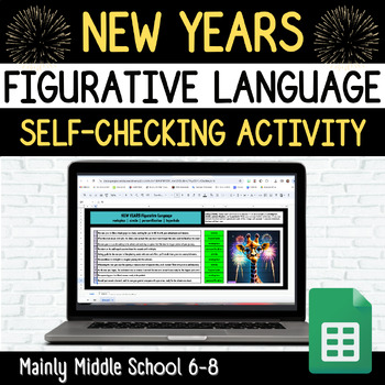 Preview of NEW YEARS FIGURATIVE LANGUAGE Google Sheets Digital Mystery Picture