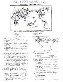 Preview of Global - Multiple Choice - 50 Mixed Up Questions - Units 01-05/20 - 9th Grade
