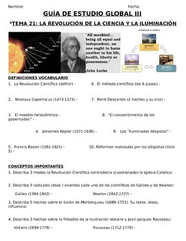 Preview of Global - Study Guide - Units 1-10/20 - 10th grade - SPANISH