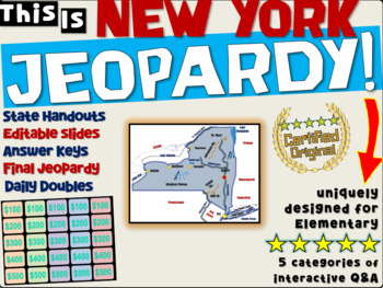 Preview of NEW YORK STATE JEOPARDY GAME! handouts, answer keys, interactive game board