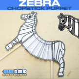 NEW! Zebra Chopstick Puppet Craft, African Animal Safari (