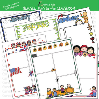 Preview of NEWSLETTERS in the CLASSROOM (Karen's Kids Editable Printables)