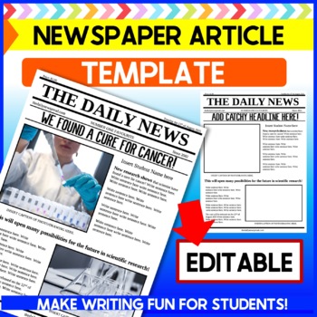 Newspaper Article Template Editable Text By The Creative Table