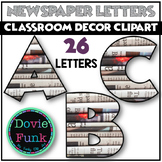 NEWSPAPER CHUNKY CAPITAL LETTERS Alphabet Clip Art