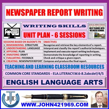 Preview of NEWSPAPER REPORT WRITING: UNIT PLAN AND RESOURCES
