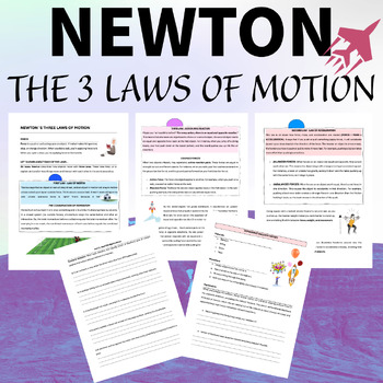 Preview of NEWTON & THE 3 LAWS OF MOTION - 6th 7th 8th 9th Grade Worksheet & Experiments