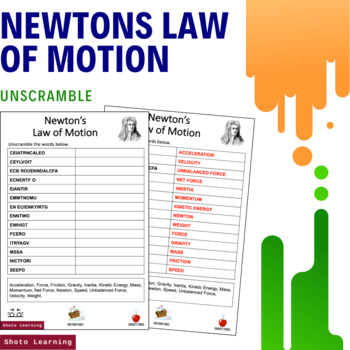 Preview of NEWTONS LAW OF MOTION SCIENCE ACTIVITY SCRAMBLE WORDS UNSCRAMBLE VOCABULARY WORD