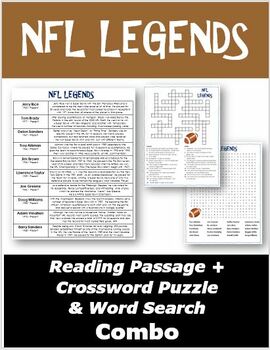 Preview of NFL Legends Reading Passage and Puzzle Combo