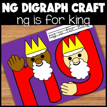 Preview of NG Digraph Letter Craft | ng is for king printable phonics craft template