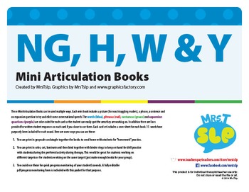 Preview of ARTICULATION MINI BOOKS: NG, H, W & Y Sounds