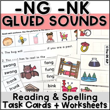 NG NK Glued/Welded Sounds Clip Cards, Spelling Practice, Worksheets
