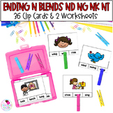 Ending N Blends ND NG NK NT Phonics Clip Cards and Worksheets