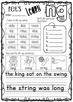 ng phonics pack lets learn ng by miss leasks love of learning