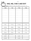 NG Sounds Sorting Worksheet - ANG, ING, ONG & UNG Glued & 