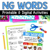 NG Words Digraph Activities Digital & Printable Phonics