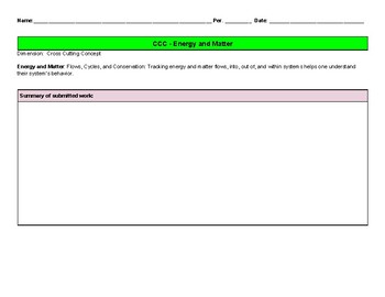 Preview of NGGS - Crosscutting concept "Energy and Matter" Feedback Rubric