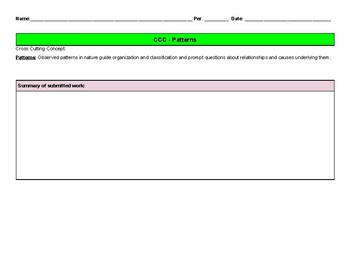 Preview of NGGS - Crosscutting concept "Patterns" Feedback Rubric
