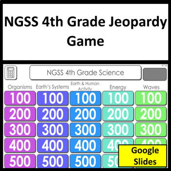 Preview of NGSS 4th Grade Science Review and Test Prep Jeopardy Game