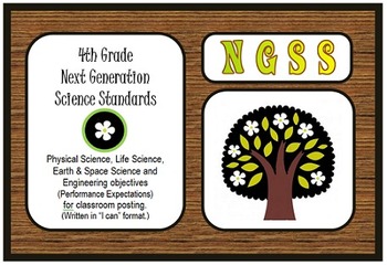 Preview of NGSS 4th Grade Standards- "I can" posters, practices, and 2 checklists