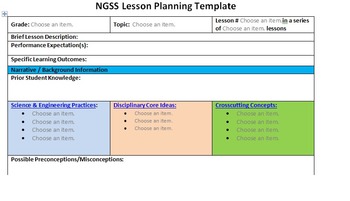 Preview of NGSS 5 E Interactive Lesson Plan Template