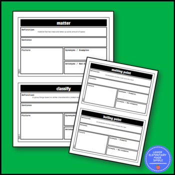 5th Grade Science Vocabulary Worksheets by Upper Elementary Made Simple