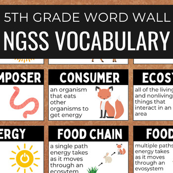 Preview of NGSS 5th Grade Vocabulary | Word Wall Cards | NGSS Aligned