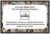 NGSS 6-8 Middle School Standards "I can" poster, practices