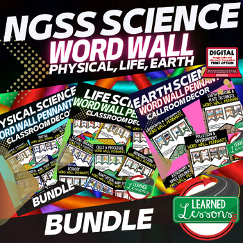 Preview of NGSS Science Word Wall Science Posters Bundle Life, Physical, Earth Science