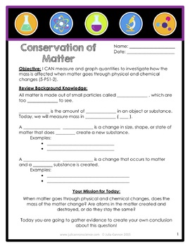 ngss aligned conservation of matter lab 5 ps1 2 by juli cannon science