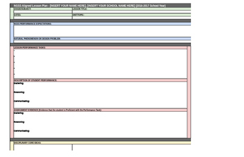 Preview of NGSS Aligned Middle School Science Lesson Plan Template (with Pull Down's)