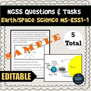 Preview of NGSS Assessment Tasks and Test Question MS-ESS1-1 Model Earth Sun Moon System