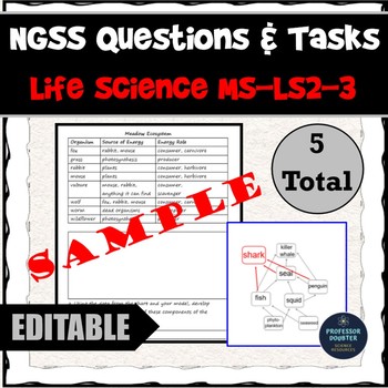 Preview of NGSS Assessment Tasks and Test Questions MS-LS2-3 Cycling of Matter Energy